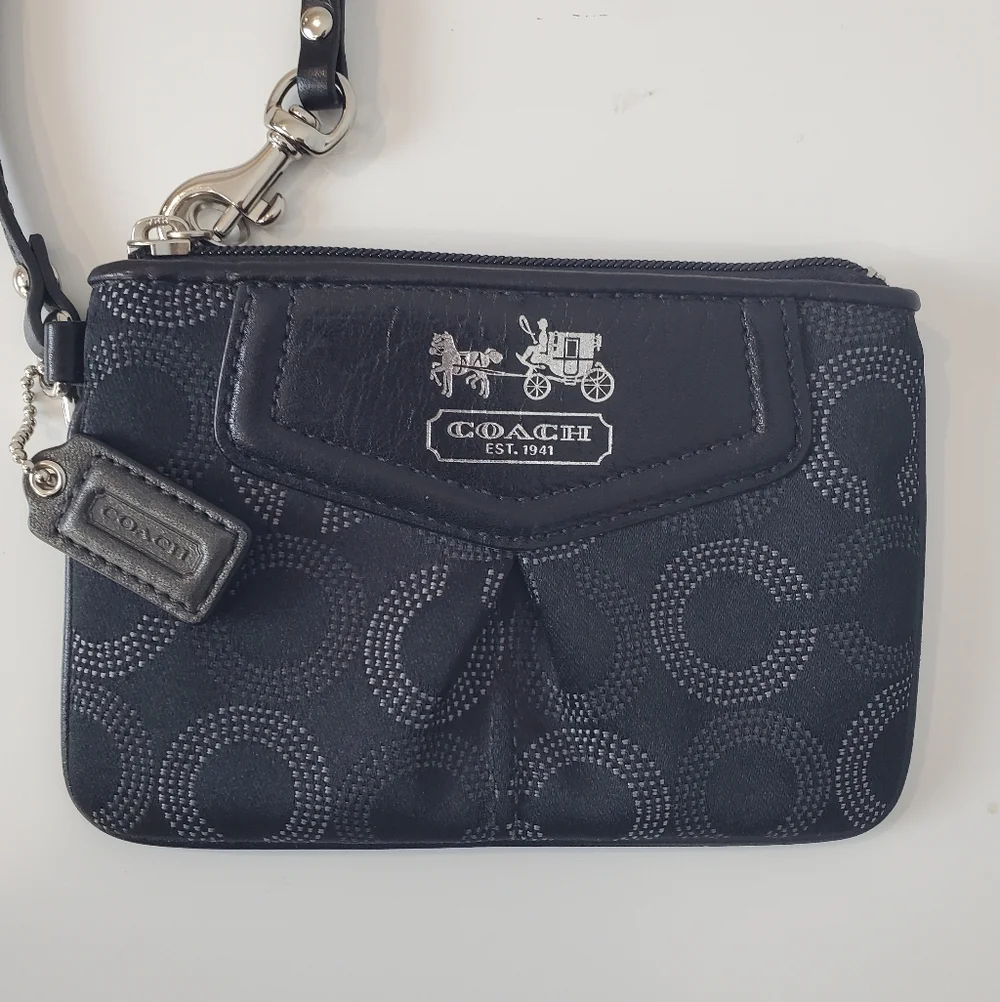 COACH Black Signature Wristlet Pouch